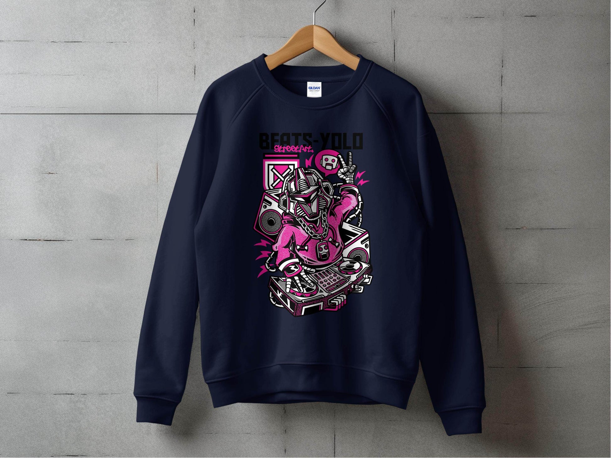 Beats Yolo Street Art Robot DJ Graphic Design Sweater - Design & Vybe
