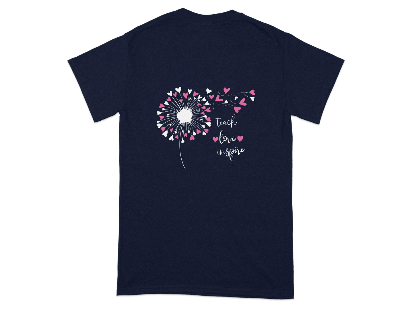 Teach Love Inspire Dandelion Heart Graphic Art T-Shirt - Design & Vybe
