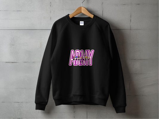 Black Sweatshirt with Army Print Design product type