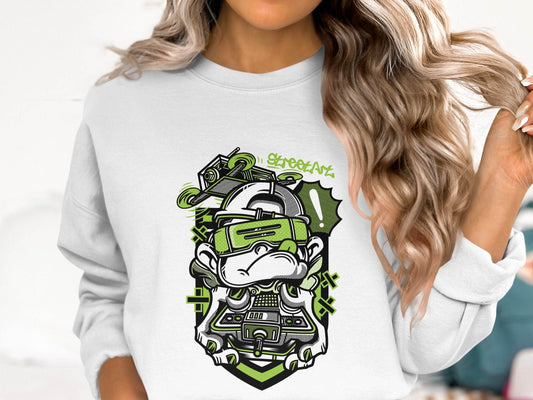 Street Art Monkey with Console Graphics Cool Sweater - Design & Vybe