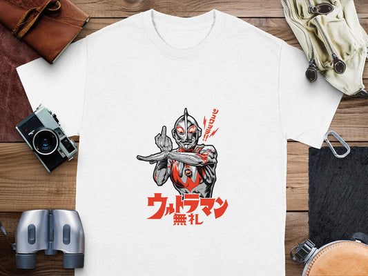 Japanese Superhero Graphic Print White Shirt product
