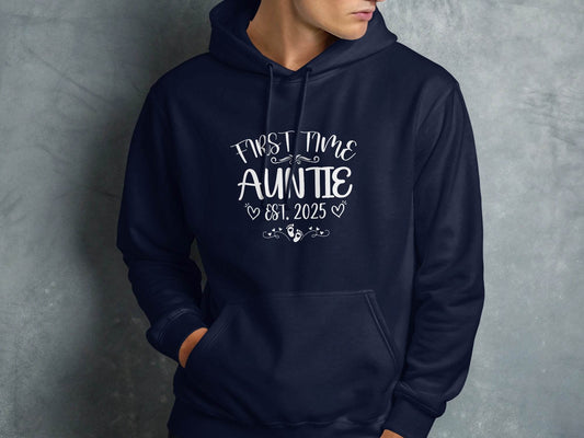 First Time Auntie Est 2025 New Aunt Design Hoodie - Design & Vybe