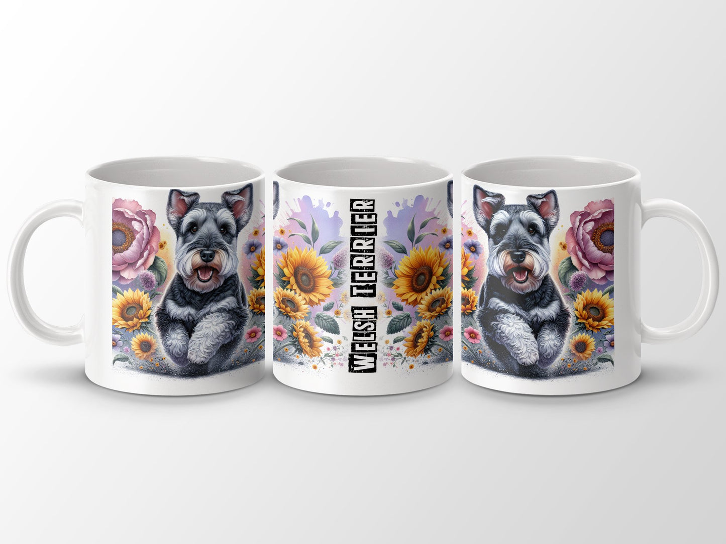 Cute Floral Welsh Terrier Design Coffee Mug product type