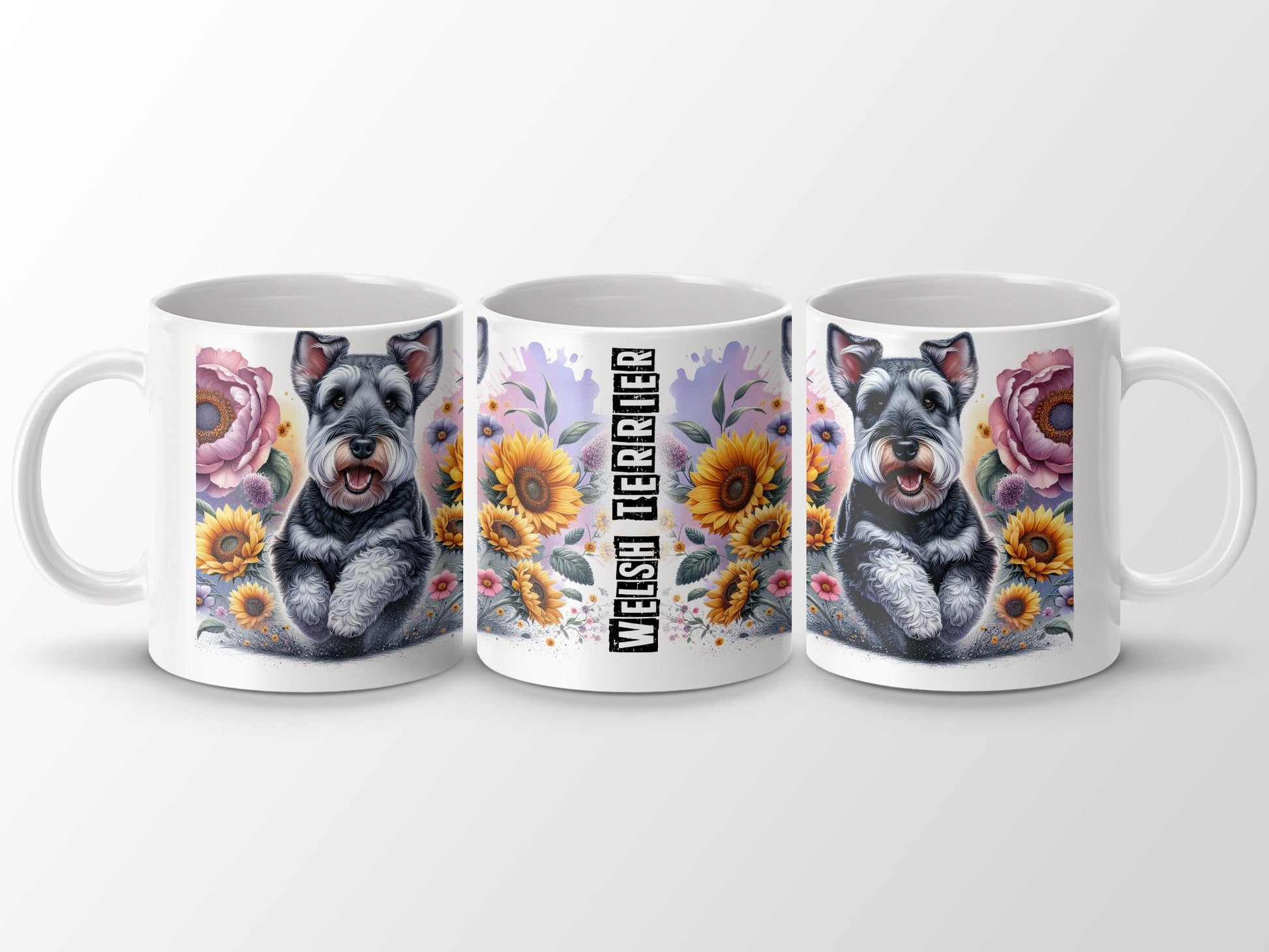 Cute Floral Welsh Terrier Design Coffee Mug product type