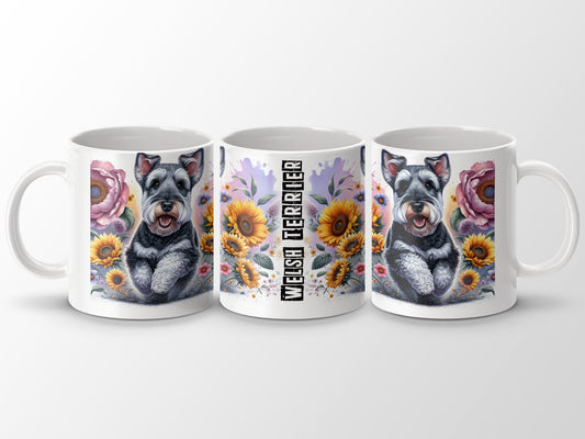 Cute Floral Welsh Terrier Design Coffee Mug product type