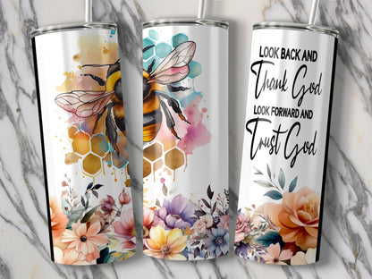 Floral and Inspirational Bee Design Tumbler product