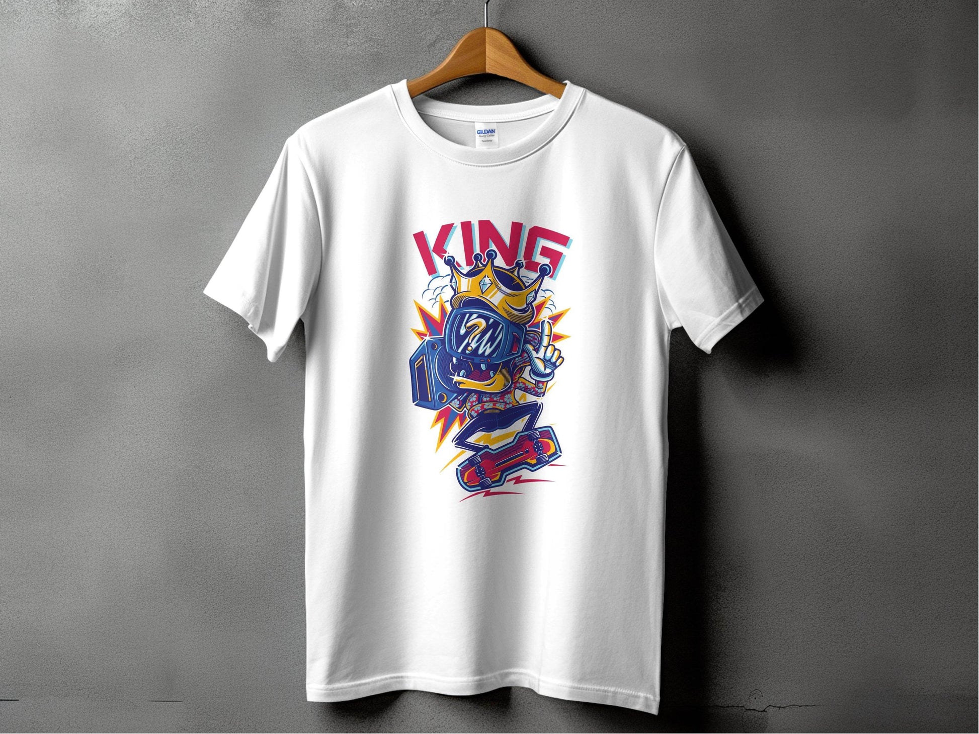 King Skater With Question Mark Head Retro Design T-Shirt - Design & Vybe