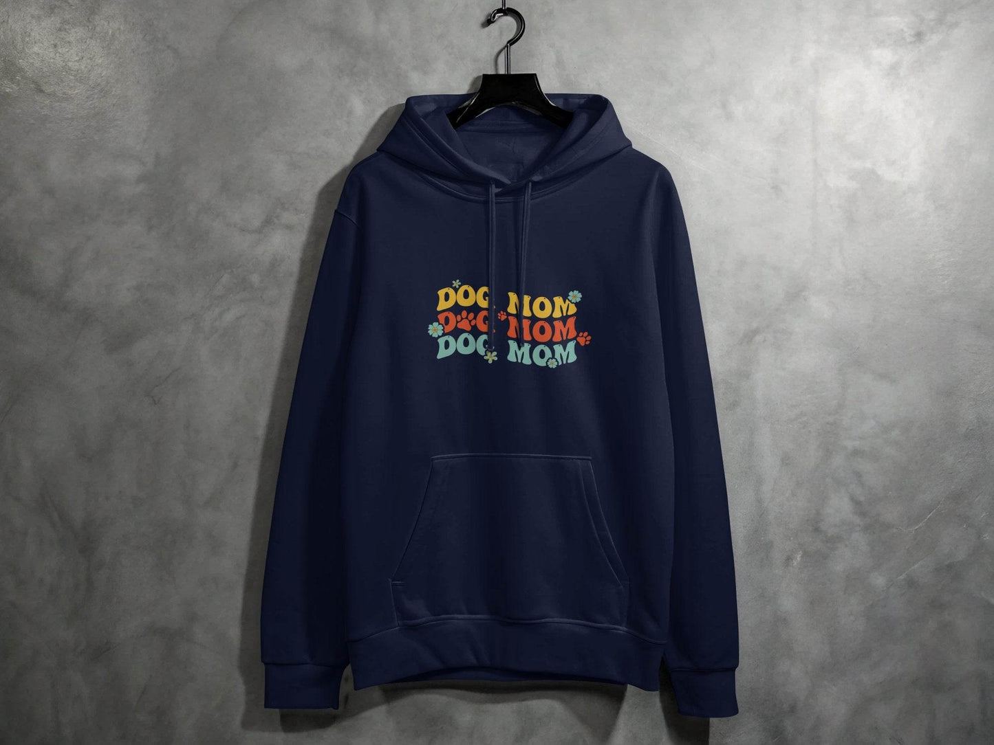 Dog Mom Retro Style with Flowers and Paw Prints Hoodie - Design & Vybe