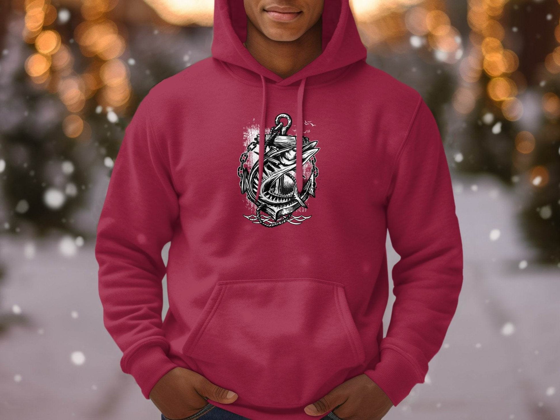 Nautical Anchor Design With Marlin Graphic Hoodie - Design & Vybe