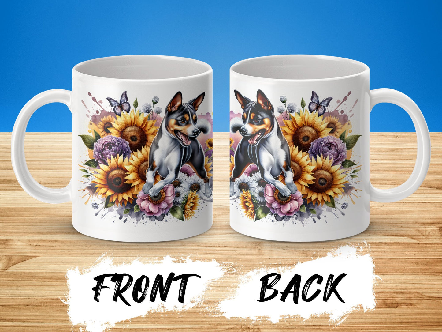 Colorful Dog Design with Flowers Decorative Mug product