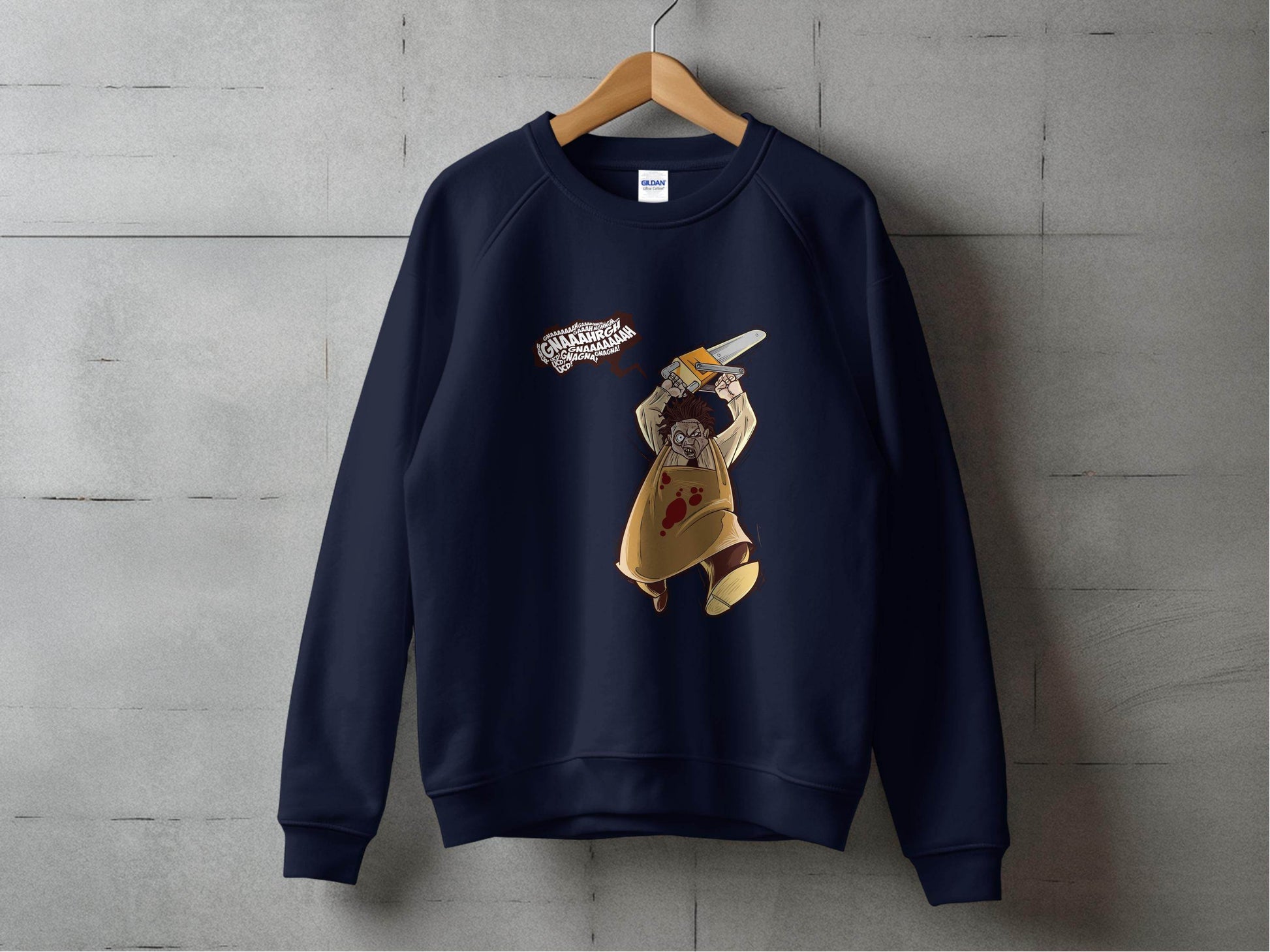 Horror Movie Villain with Chainsaw Illustration Sweater - Design & Vybe