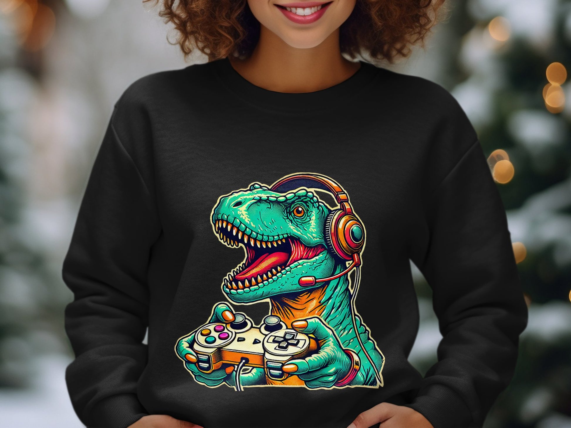Dino Gamer Sweatshirt for Enthusiastic Gaming Product