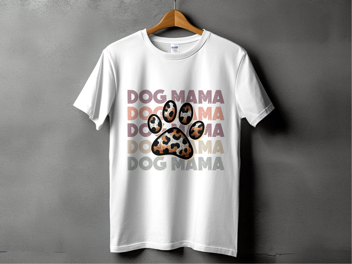 Dog Mama Paw Print Repeating Wording Design Image T-Shirt - Design & Vybe