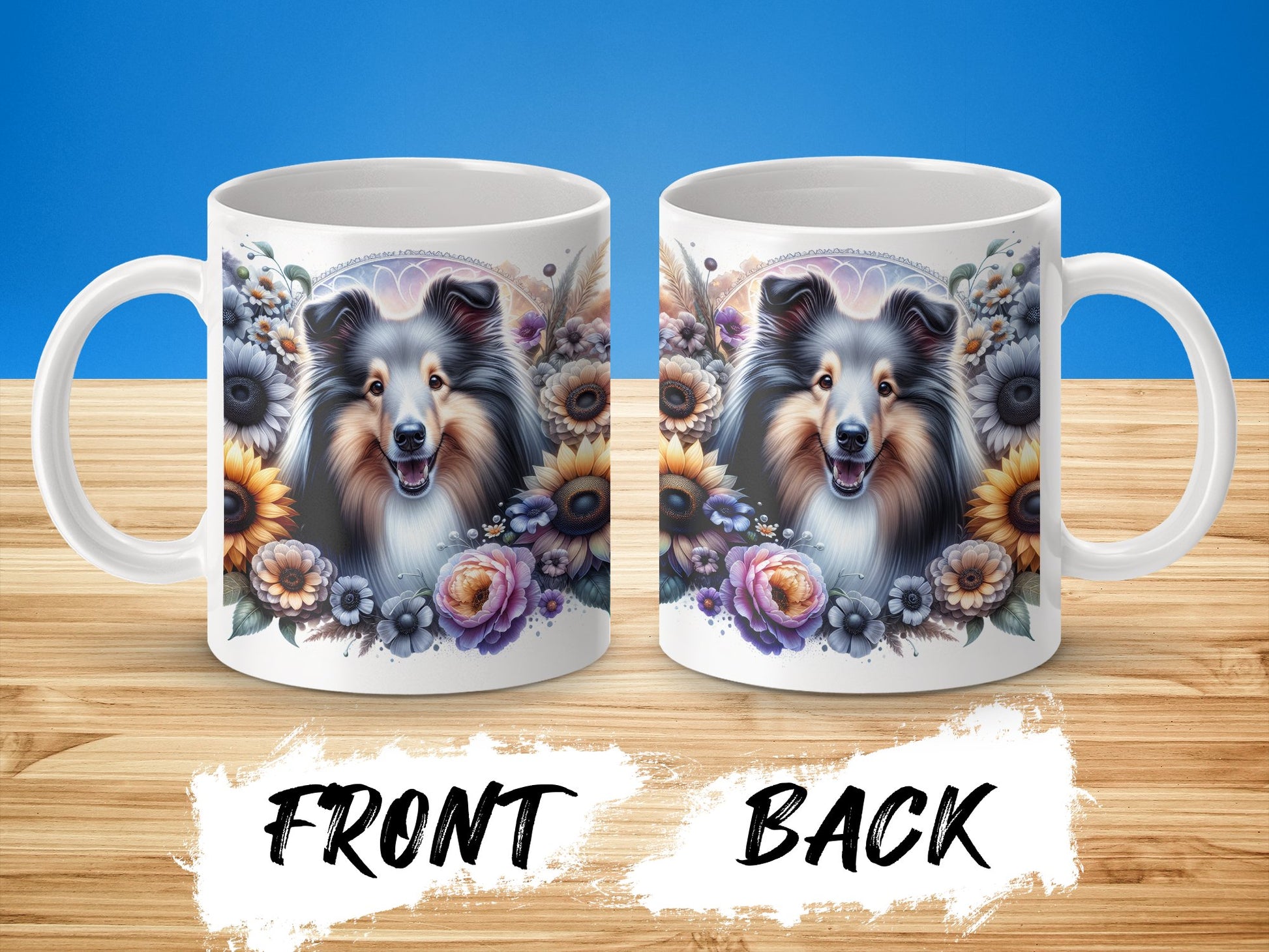 Sheltie Dog Floral Artwork Design Coffee Mug product type