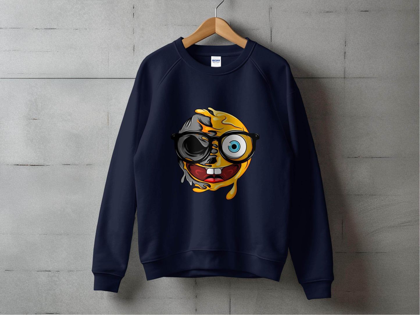 Quirky Smiley Face with Glasses Graphic Sweater - Design & Vybe