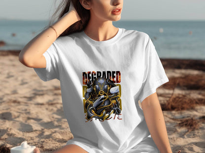 Degraded Design with Shark Anchor Octopus Artwork T-Shirt - Design & Vybe