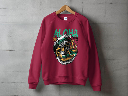 Aloha Zeus God Surf Design Graphic Artistic Sweater - Design & Vybe