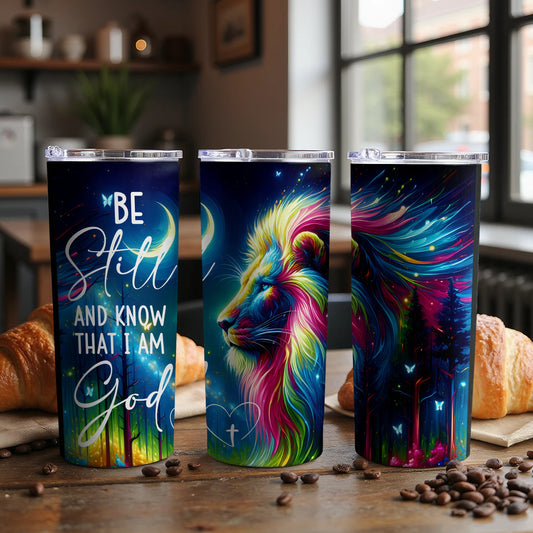 Inspirational Vibrant Lion and Nature Themed Tumbler Product