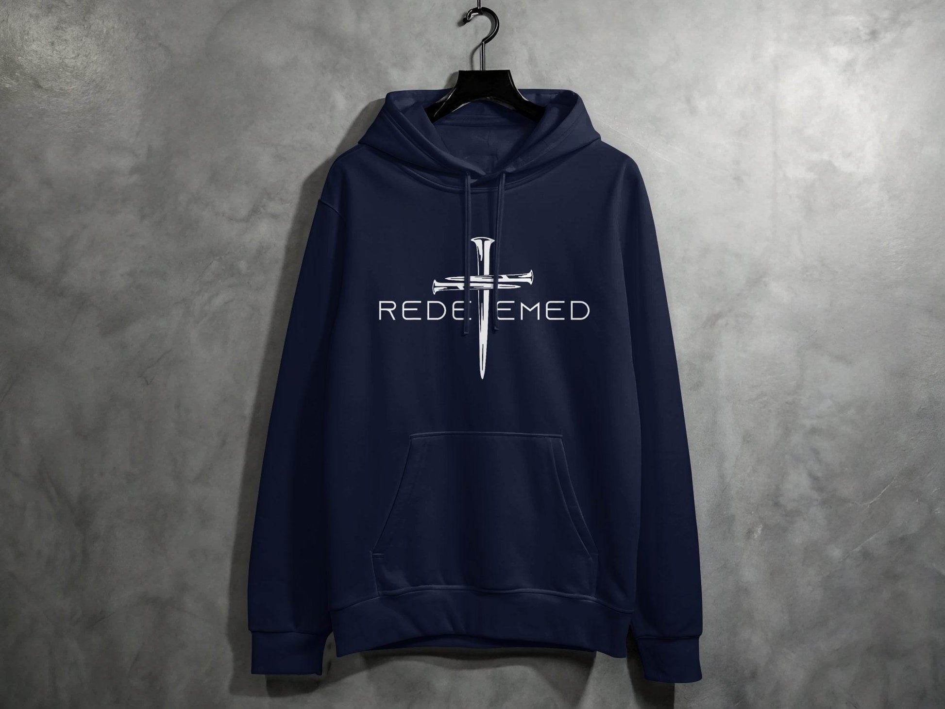 Redeemed Nails Cross Design Christian Faith Graphic Hoodie - Design & Vybe