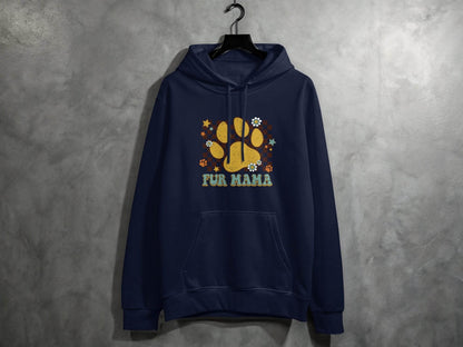 Fur Mama Paw Print Stars Flowers Checkered Pattern Hoodie - Design & Vybe