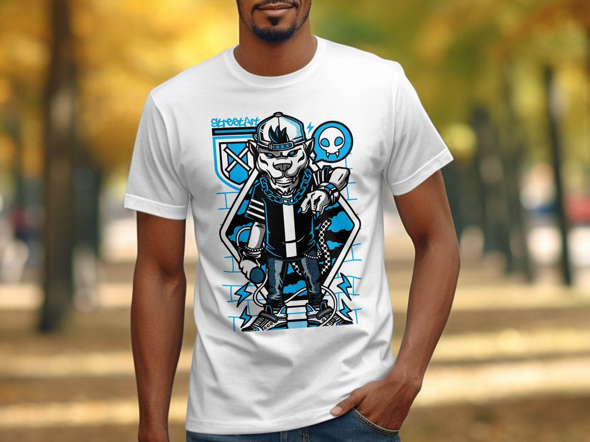 Street Art Urban Panther DJ Design Illustration T-Shirt - Design & Vybe