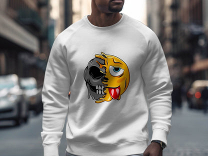 Edgy Skull and Funny Face Duality Creative Smiley Sweater - Design & Vybe