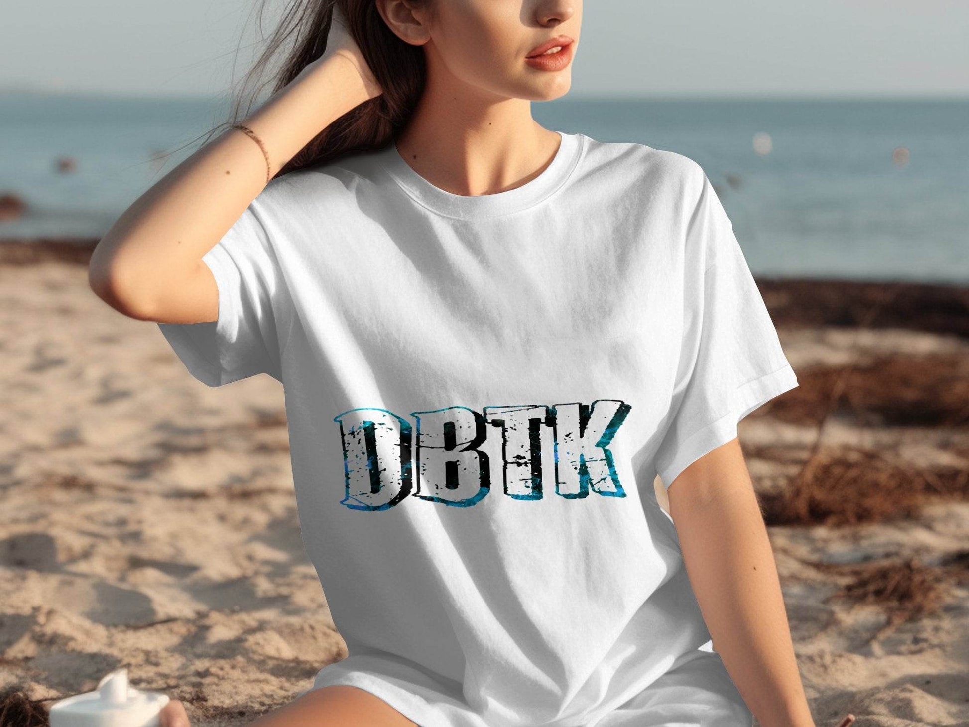 Blue Floral DBCK Letters Artistic Design T-Shirt - Design & Vybe