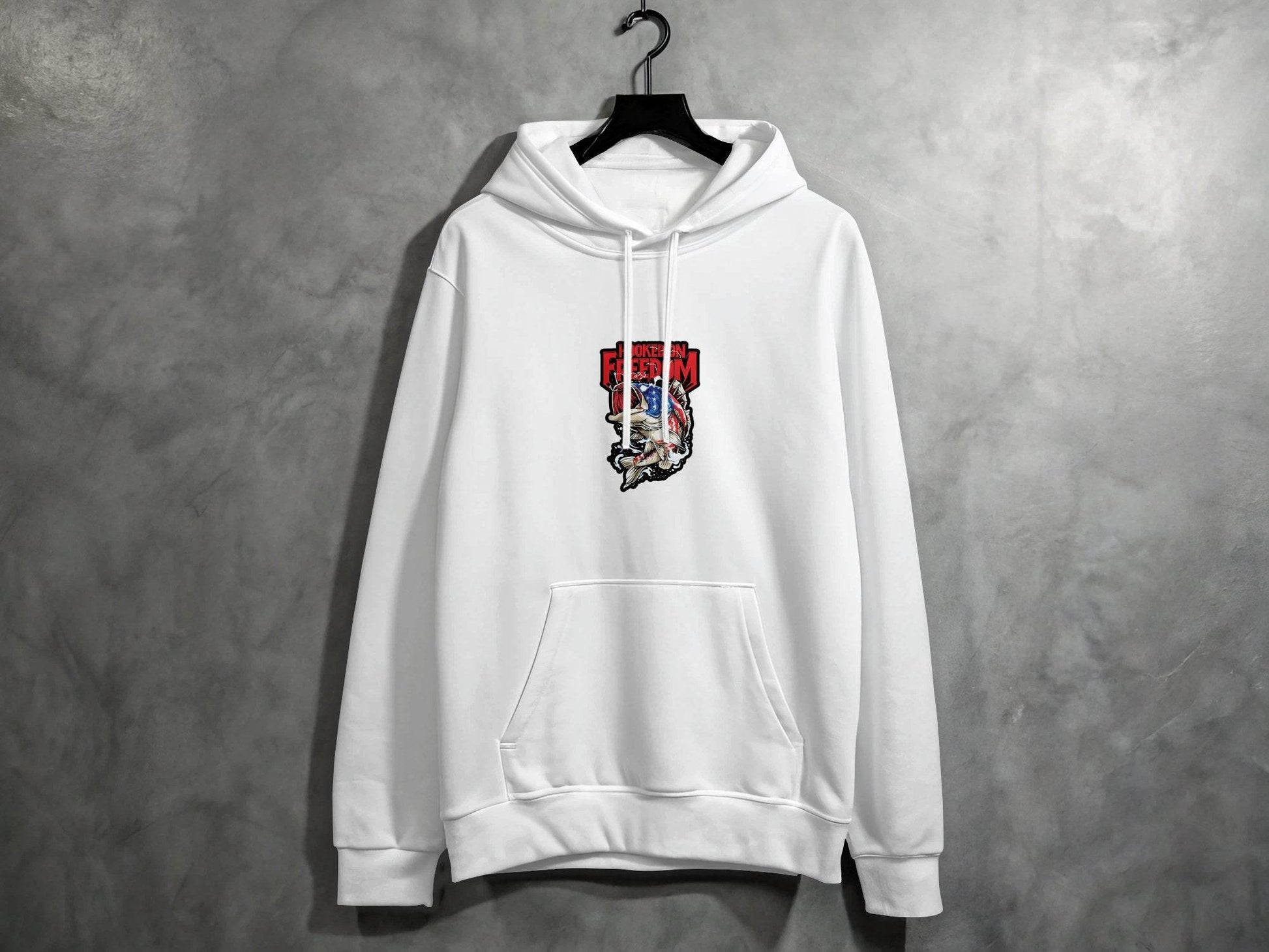 Hooked On Freedom Patriotic Fish Graphic Hoodie - Design & Vybe