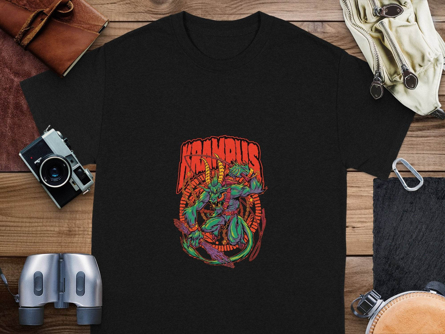 Krampus Demon and Chains Illustration Graphic T-Shirt - Design & Vybe