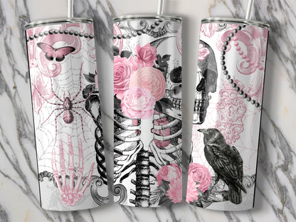Gothic Skeleton and Roses Floral Artwork Tumbler product