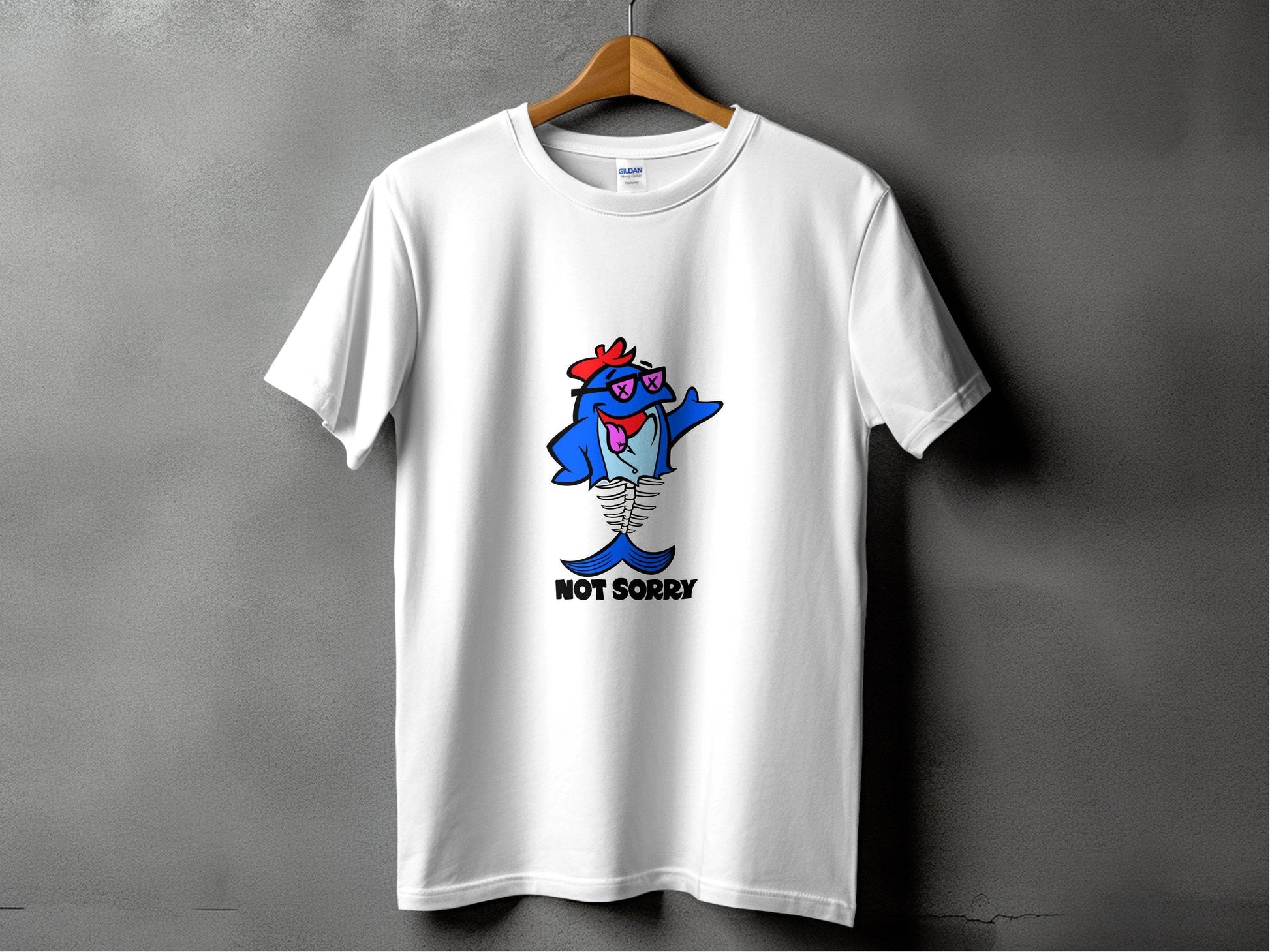 Funny Not Sorry Fish Style Skeleton With Sunglasses T-Shirt - Design & Vybe