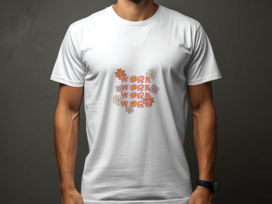 Work With Smiling Sun Flowers Graphic Trendy Design T-Shirt - Design & Vybe