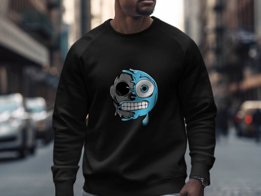 Half Skull Half Water Graphic Design Printed Sweater - Design & Vybe
