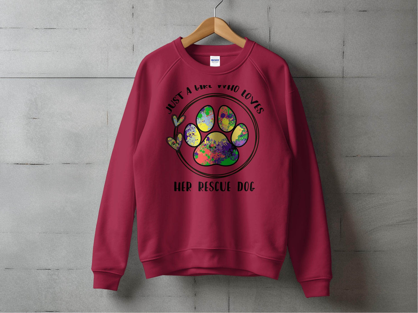 Just a Girl Who Loves Her Rescue Dog Paw Print Sweater - Design & Vybe