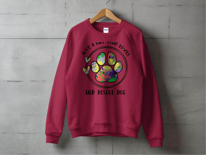 Just a Girl Who Loves Her Rescue Dog Paw Print Sweater - Design & Vybe