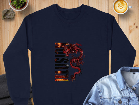 Dragon and Flames Design Graphic Sweatshirt product type