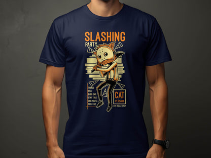 Slashing Party Cat Version for Adult Only Graphic T-Shirt - Design & Vybe