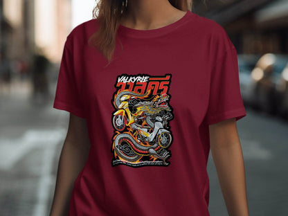 Valkyrie Dragon Motorcycle Graphic Illustration T-Shirt - Design & Vybe