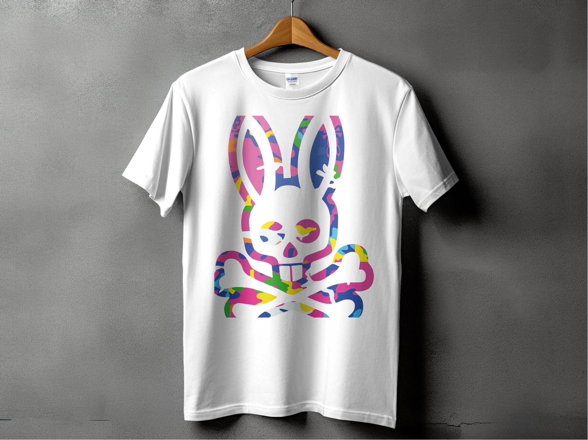 Colorful Bunny Skull Graphic Print T-Shirt product