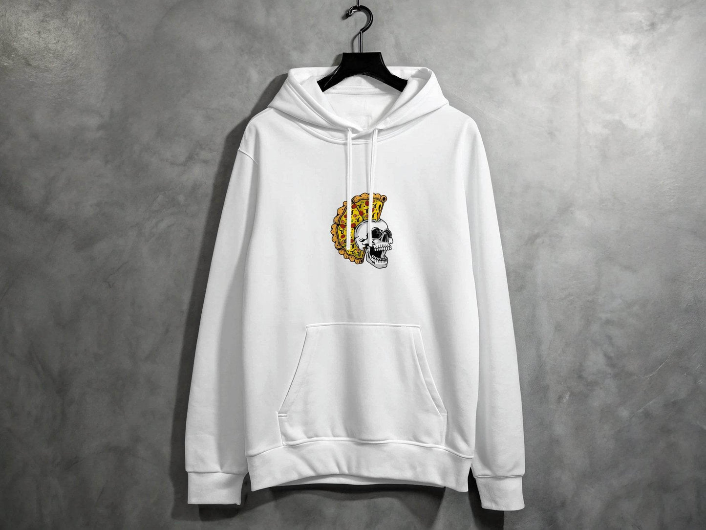 Skull with Pizza Hairstyle Graphic Novelty Design Hoodie - Design & Vybe