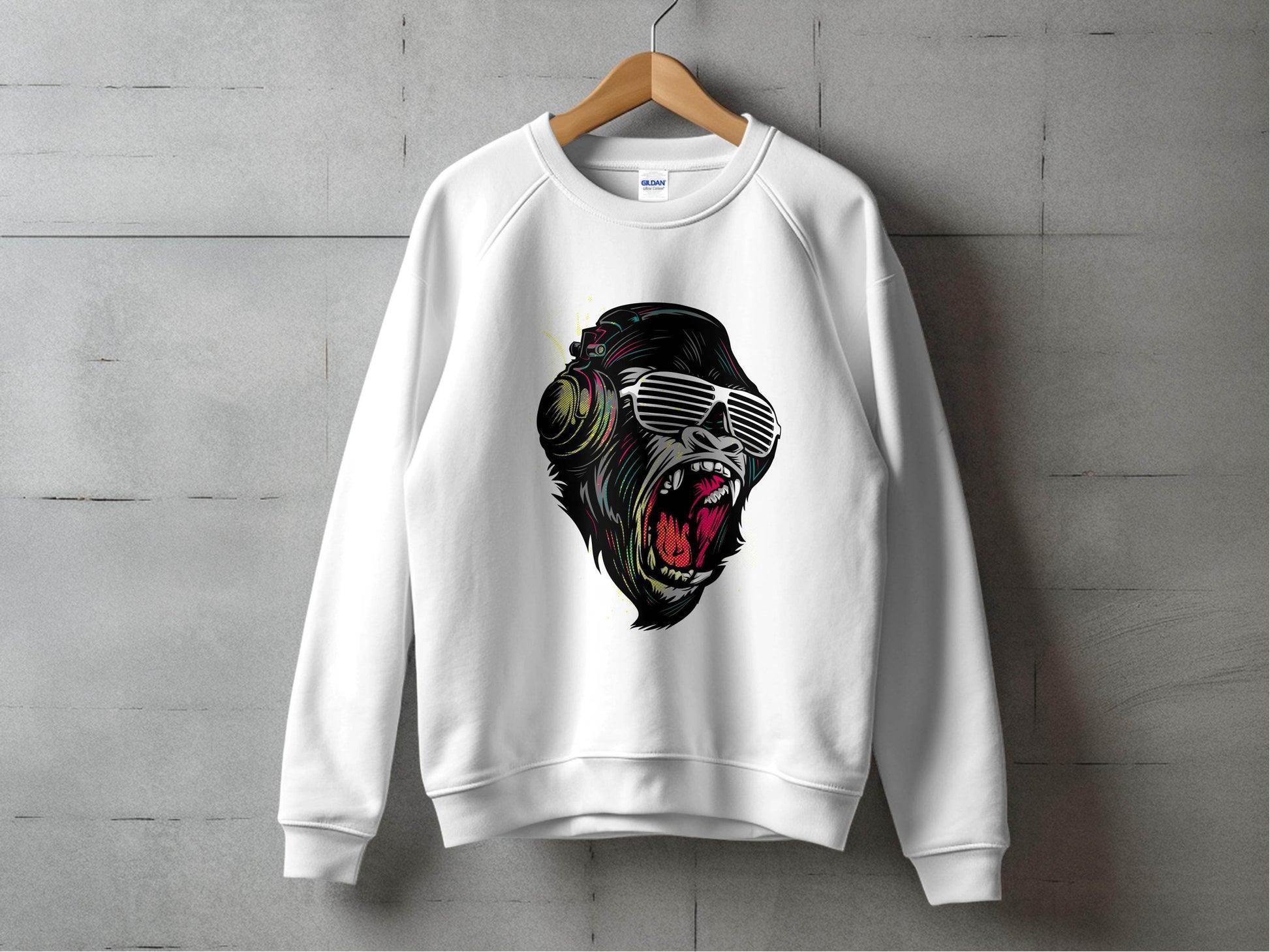 Funky Gorilla with Shades and Headphones Sweater - Design & Vybe