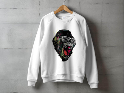Funky Gorilla with Shades and Headphones Sweater - Design & Vybe
