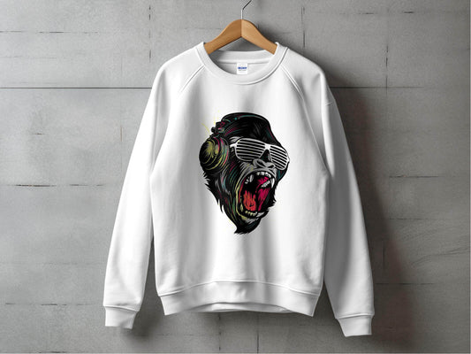 Funky Gorilla with Shades and Headphones Sweater - Design & Vybe
