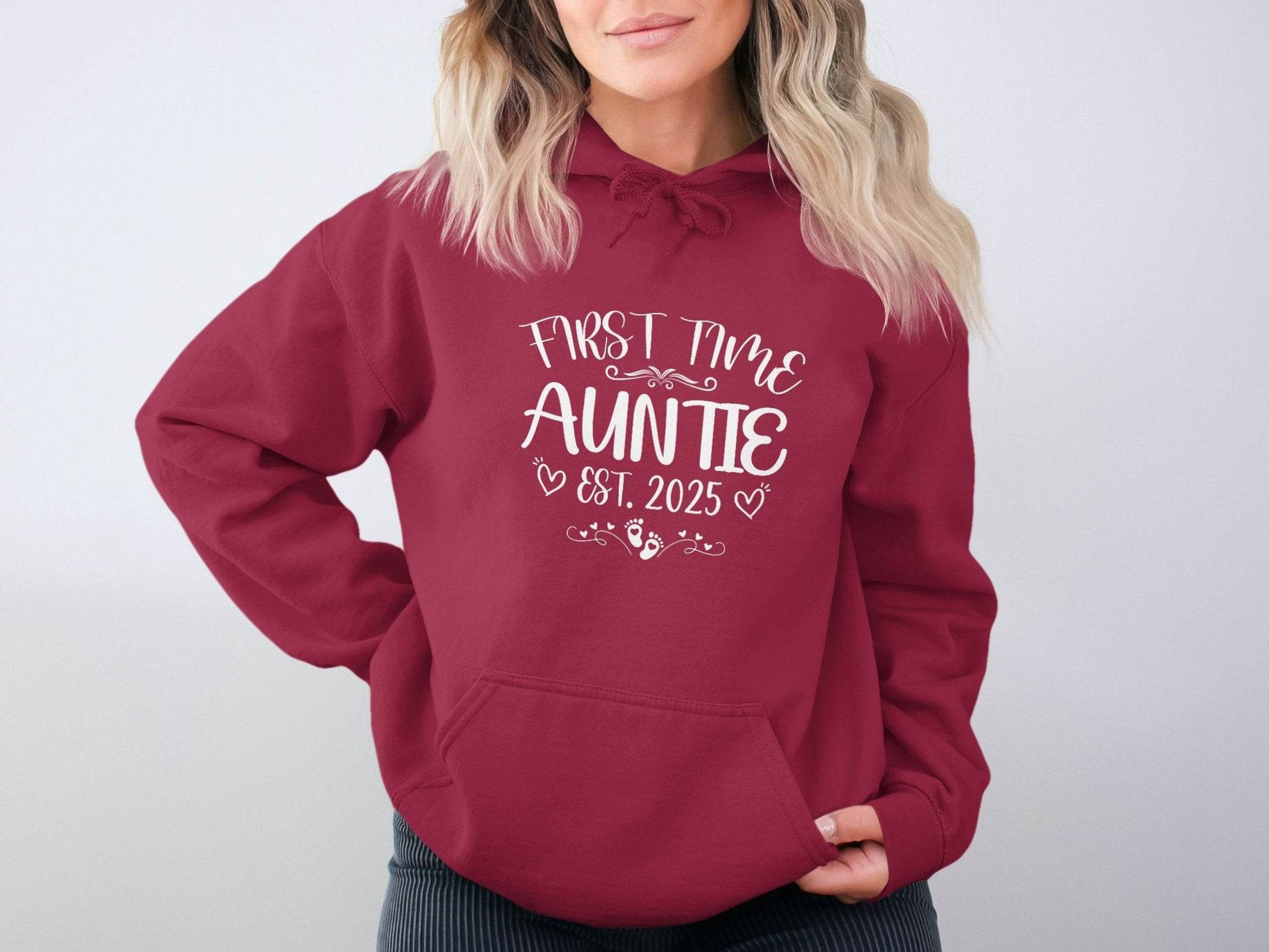 First Time Auntie Est 2025 New Aunt Design Hoodie - Design & Vybe