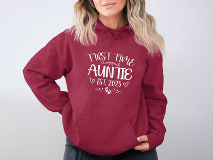 First Time Auntie Est 2025 New Aunt Design Hoodie - Design & Vybe