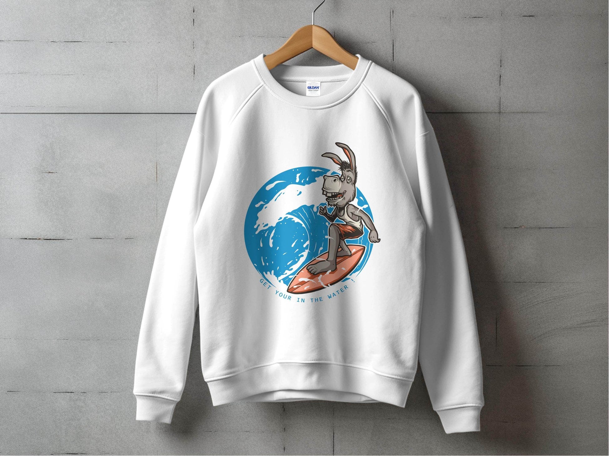 Donkey Surfing Adventure Graphic Print Sweater - Design & Vybe