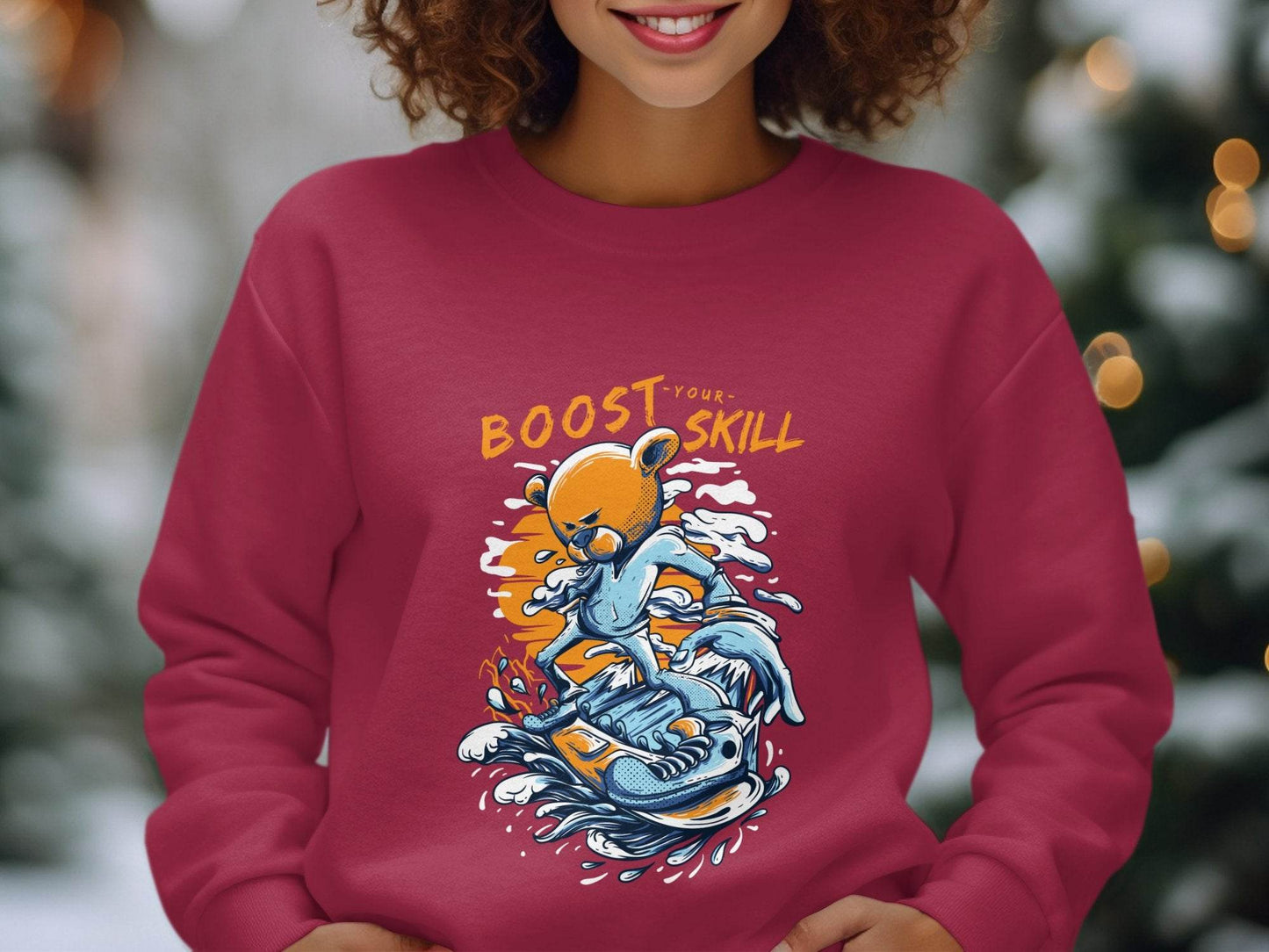 Boost Your Skill Cartoon Bear Design Sweater - Design & Vybe
