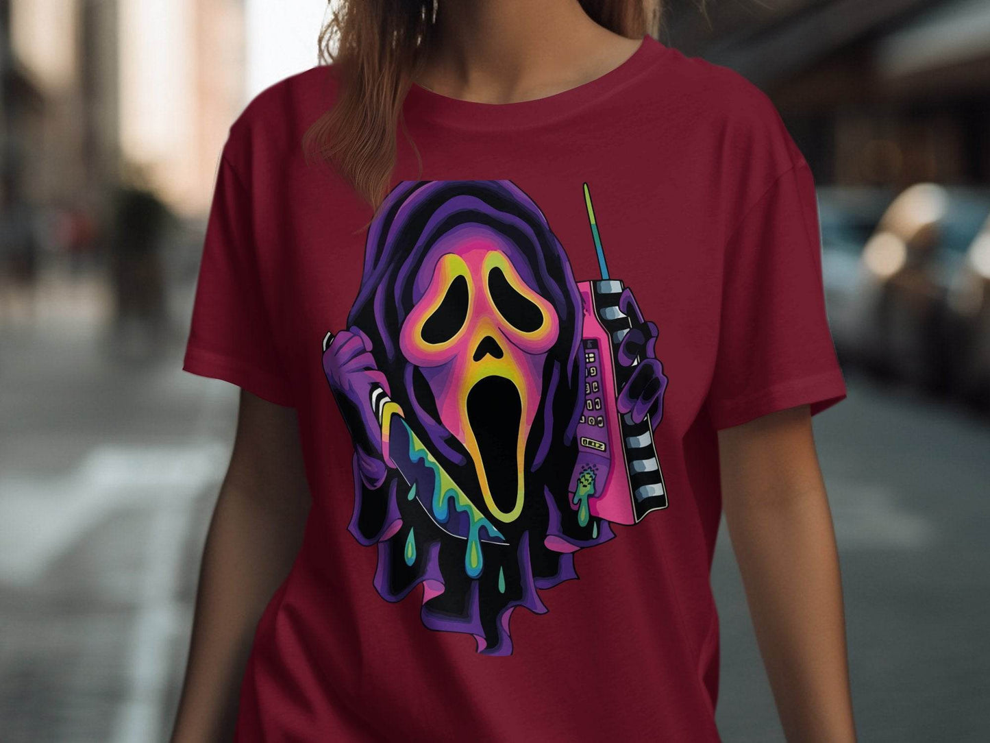 Colorful Horror Scream Mask Design T-Shirt - Design & Vybe