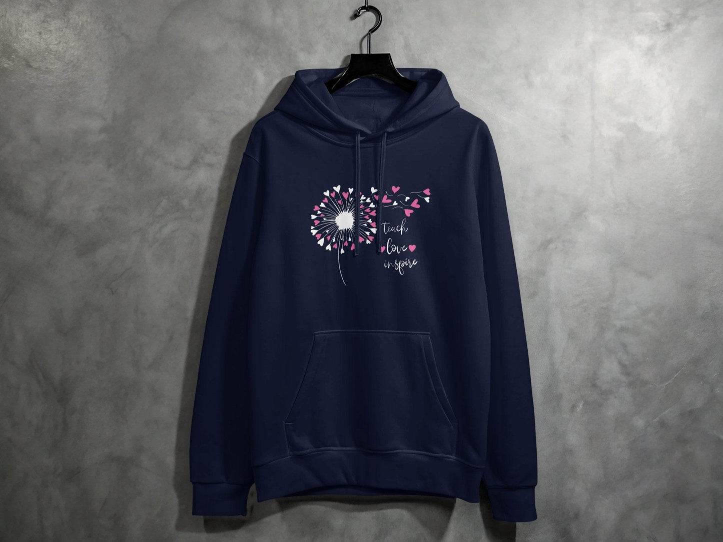 Teach Love Inspire Dandelion Heart Graphic Art Hoodie - Design & Vybe