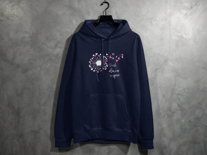 Teach Love Inspire Dandelion Heart Graphic Art Hoodie - Design & Vybe